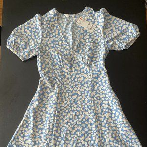 Uniqlo Women Printed V Neck Short Sleeve Mini Dress Women's XS